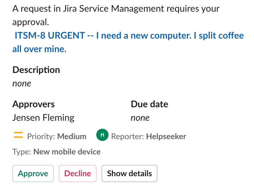 DM에서 바로 Jira Service Management 이슈 승인 보내기