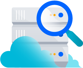 Data Center nas nuvens com uma lupa