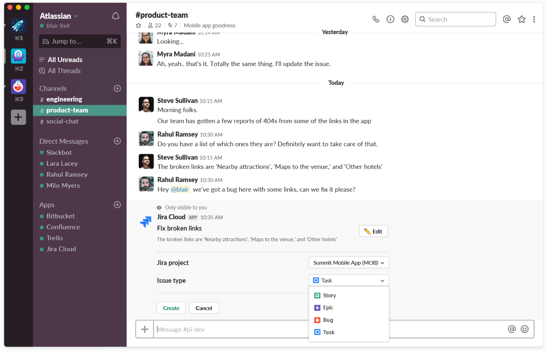 Nieuwe manieren om te communiceren met Jira-issues vanuit Slack