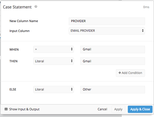 Case statement window