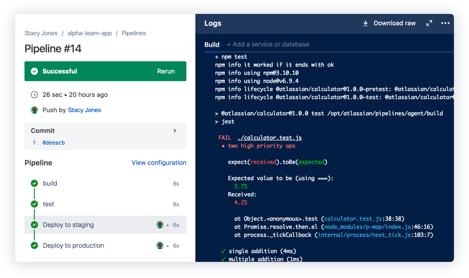 Bitbucket Pipelines screenshot