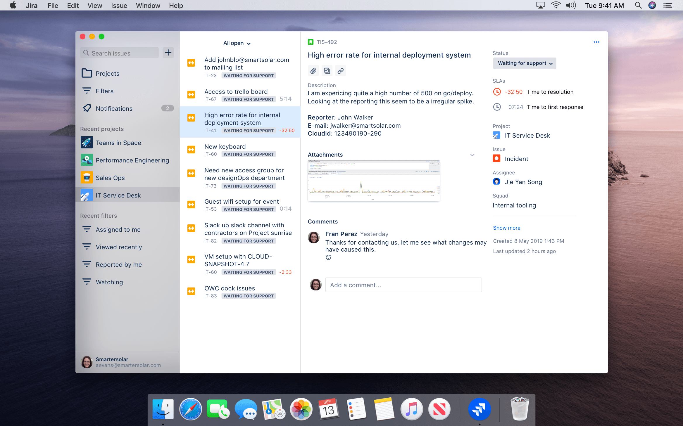 Screenshot: Mac-App für Jira Service Desk
