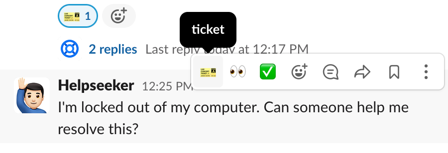 Reagowanie na kanale wniosków za pomocą emoji zgłoszenia w aplikacji Slack