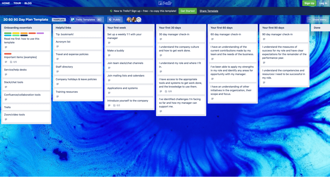 90 day plan Trello template