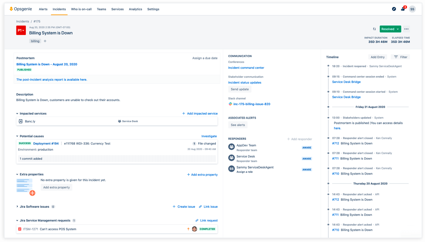 Screenshot of incident
