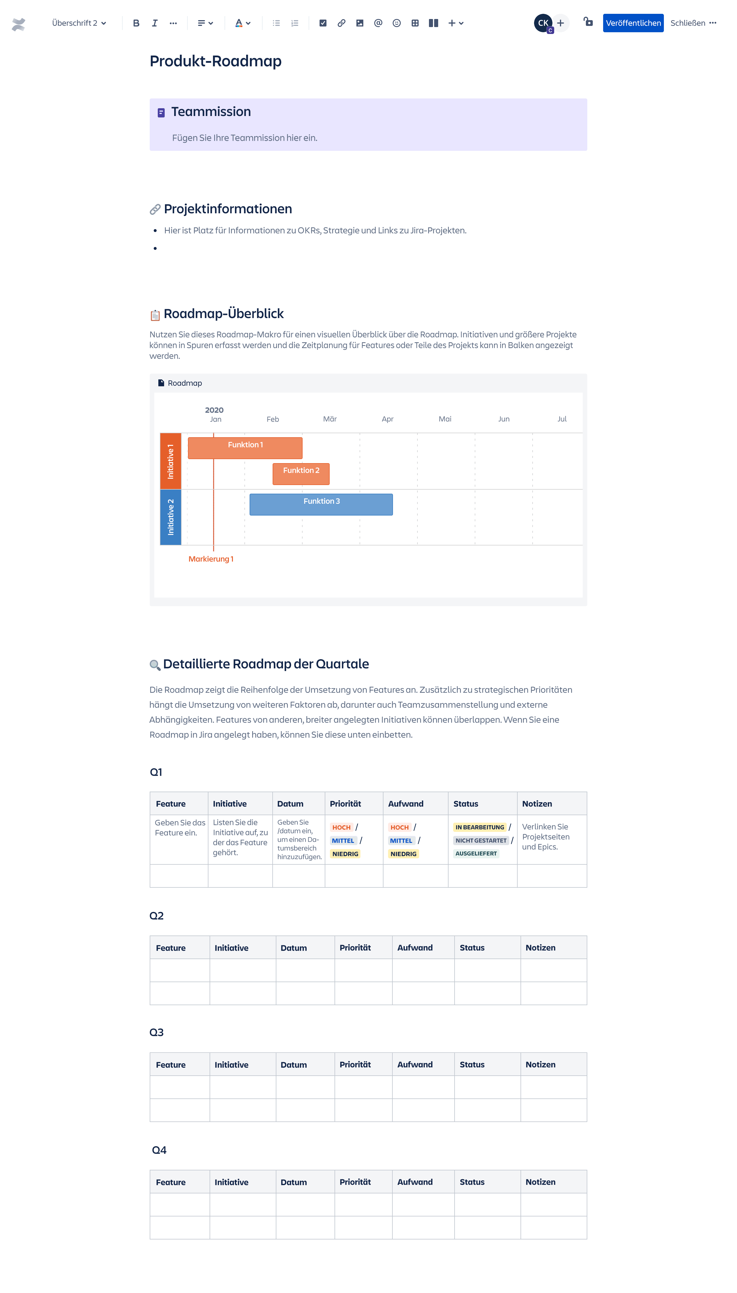 Vorlage: Produkt-Roadmap