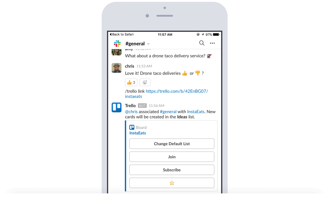 Wklej łącze do Trello na platformie Slack, aby automatycznie wyświetlać najważniejsze informacje: członków, opisy, komentarze i inne.