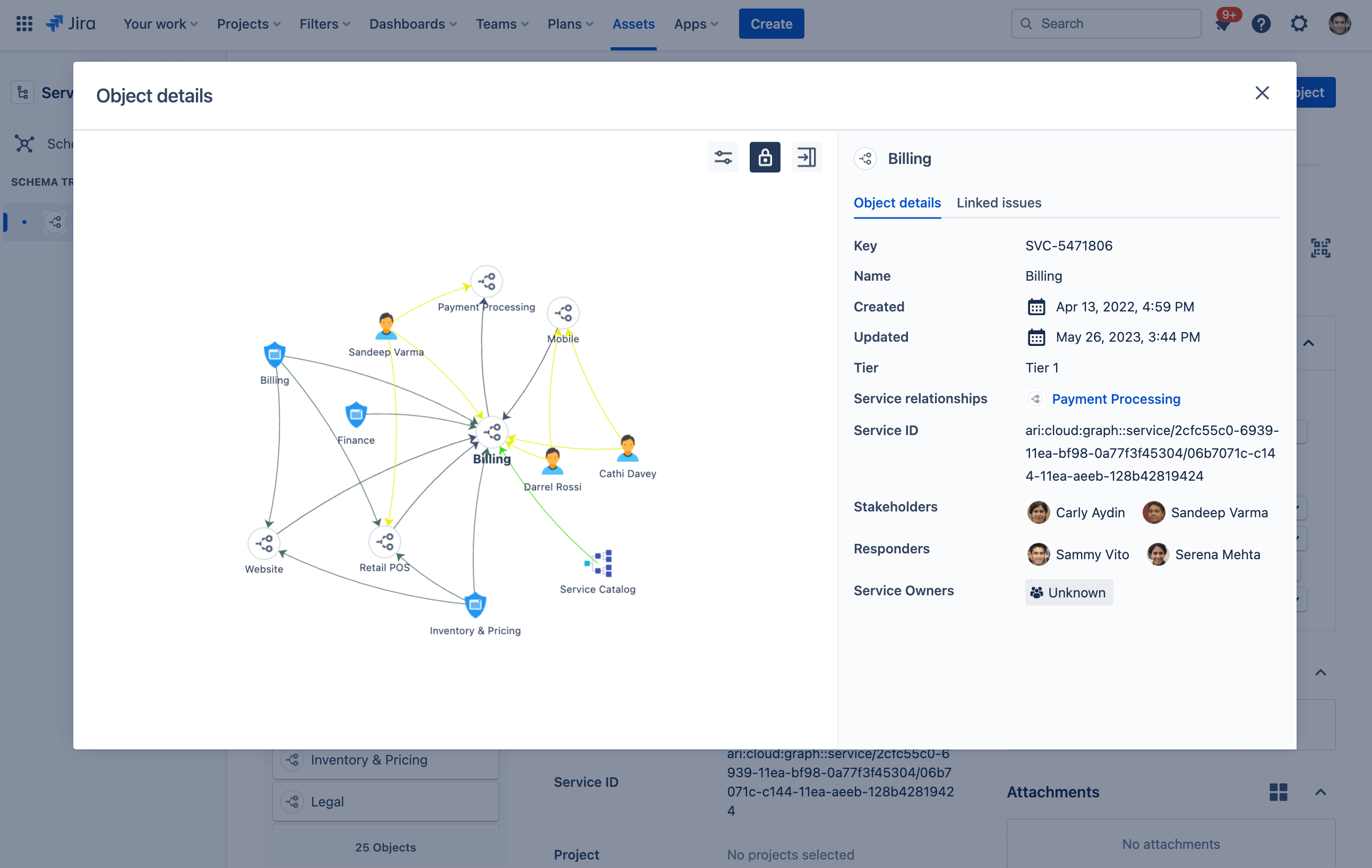 Capture d'écran des Actifs