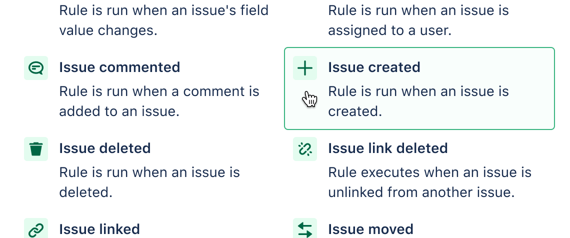 Selección de Issue Created (Creación de incidencia)