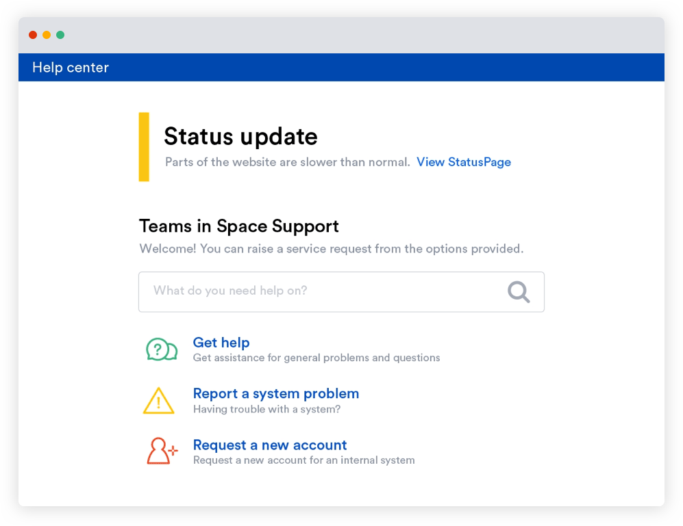 Status Update page
