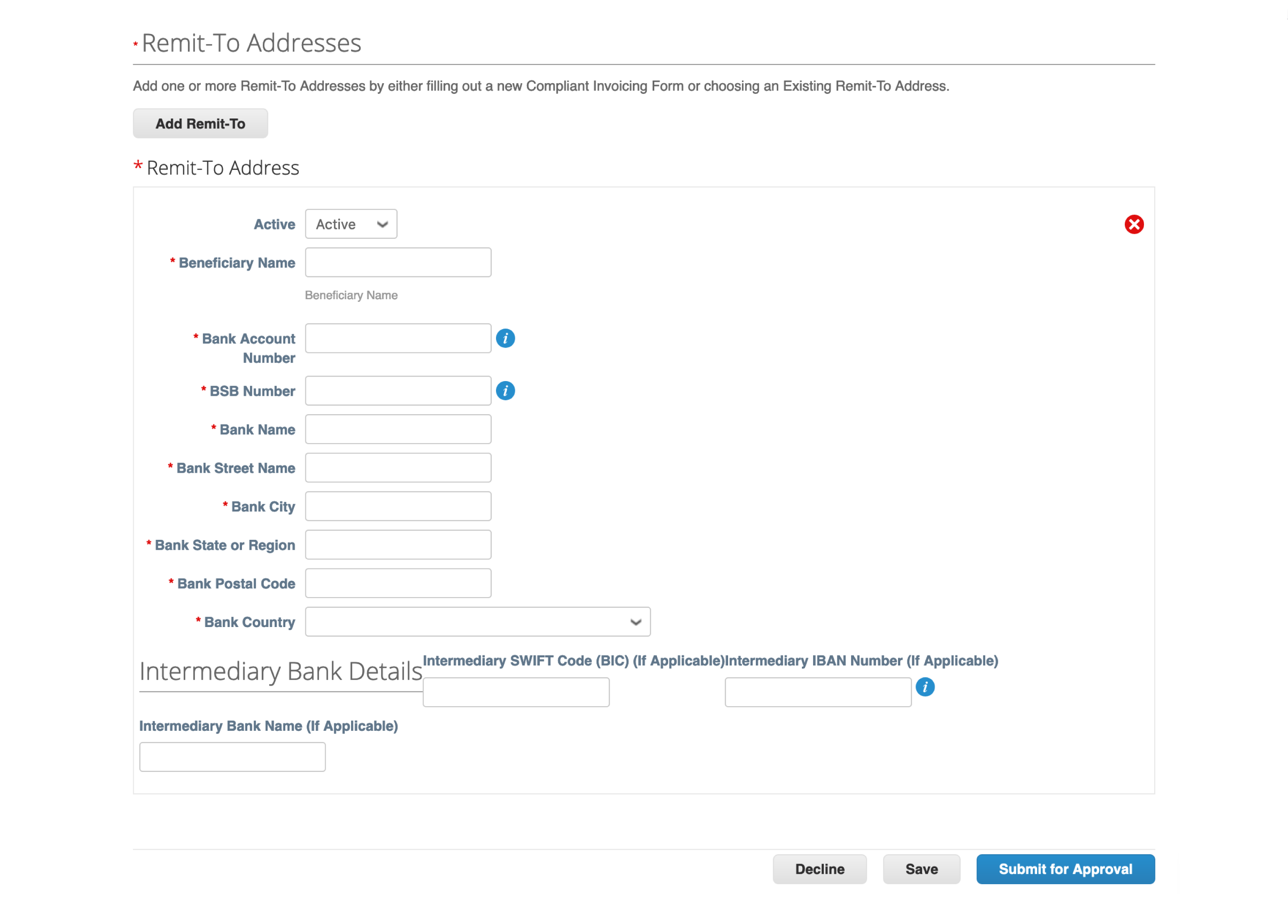 Australia Domestic Remit-To Address forms Coupa Supplier