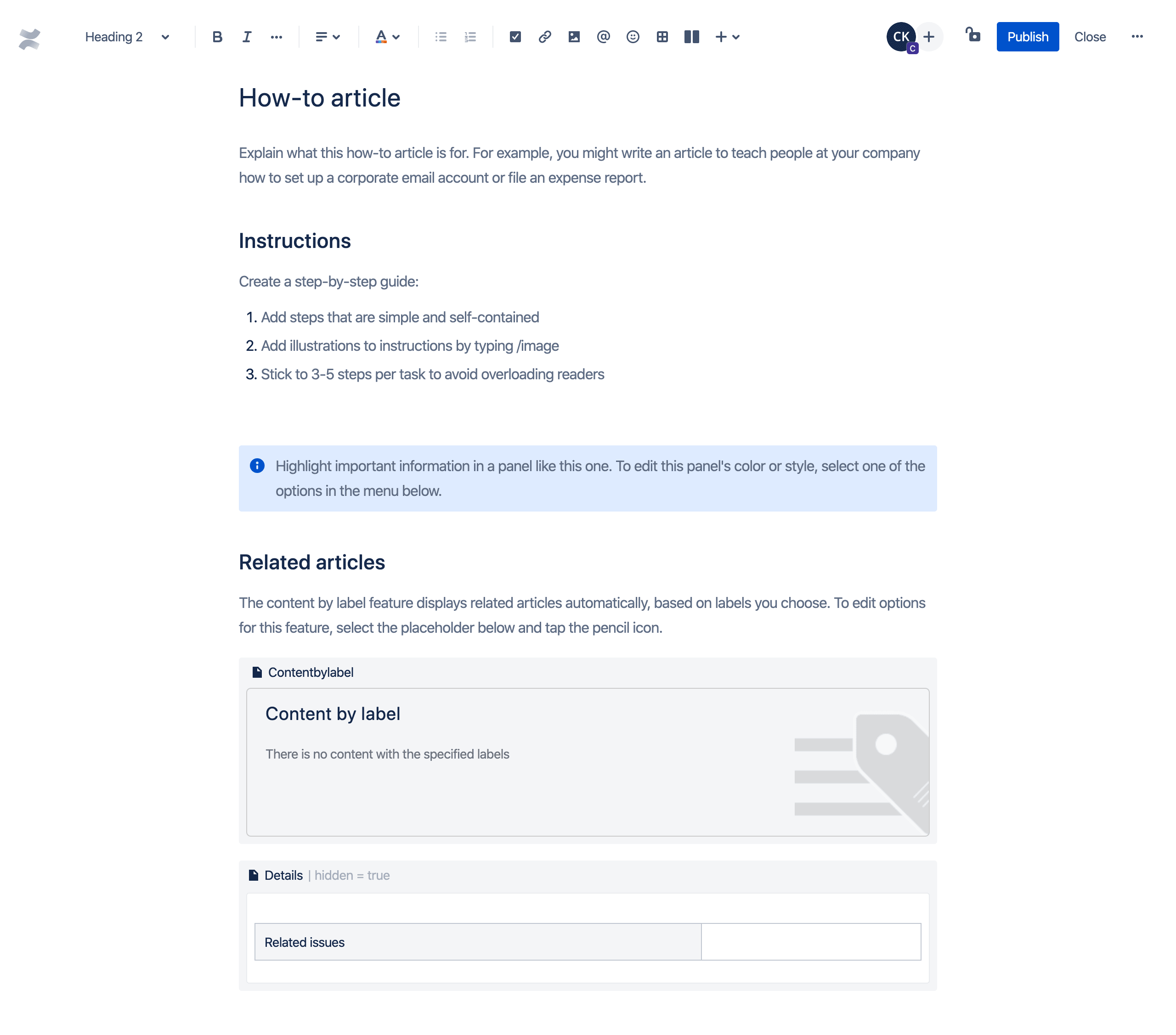 Confluence template screenshot.