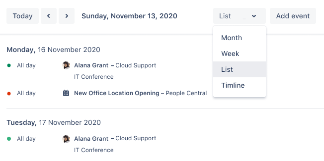 Lịch Nhóm Của Confluence 4 Custom views and embed calendars