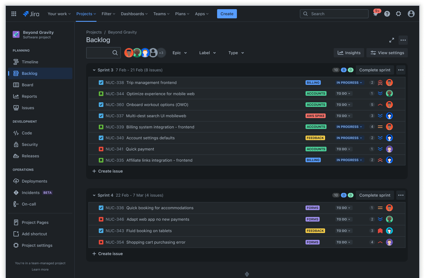 Screenshot van een issuetracker