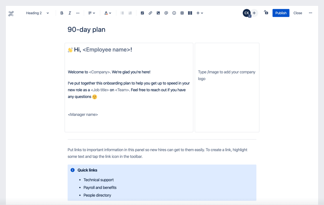 90 day plan template preview