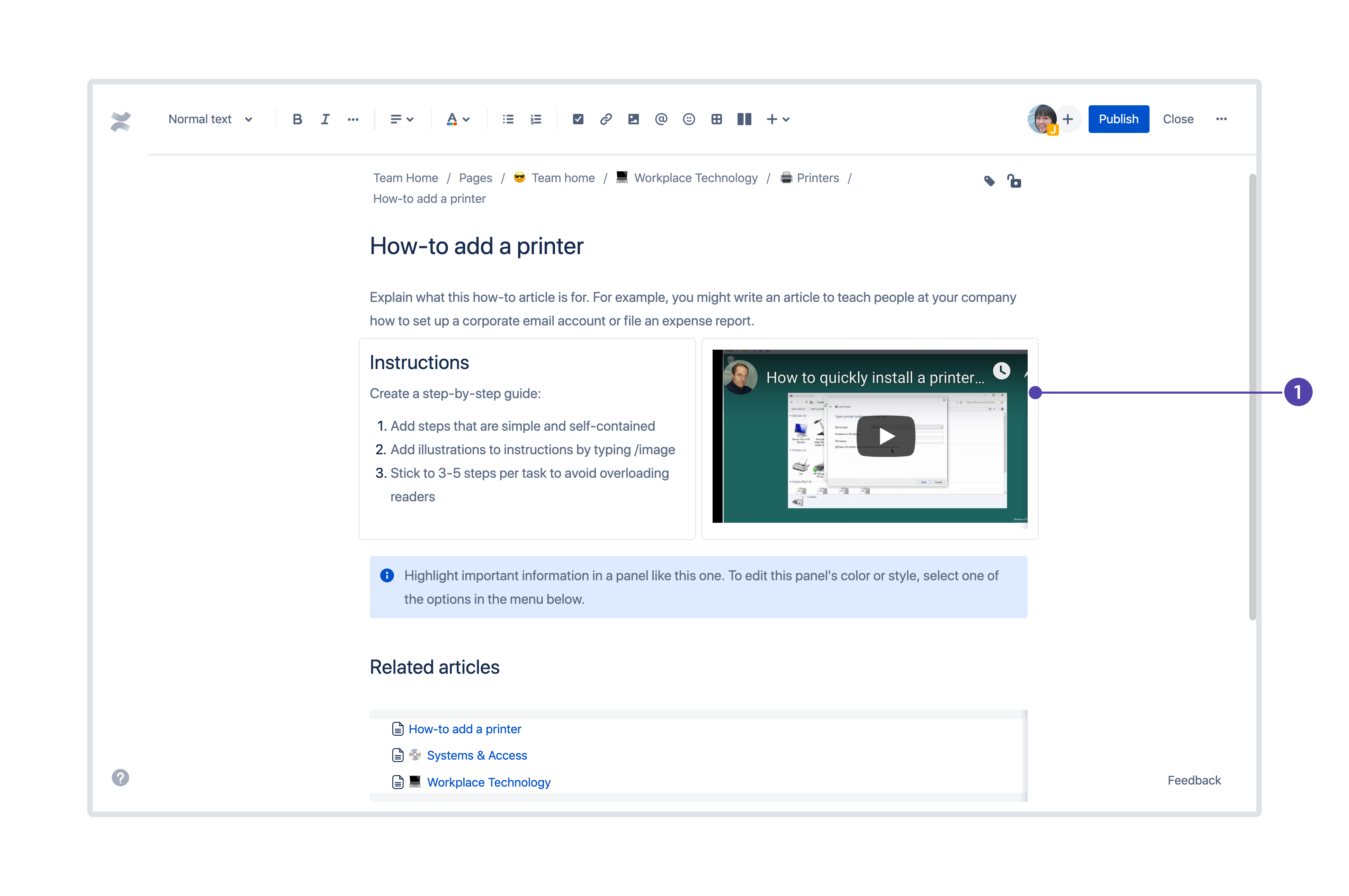 how to use confluence page