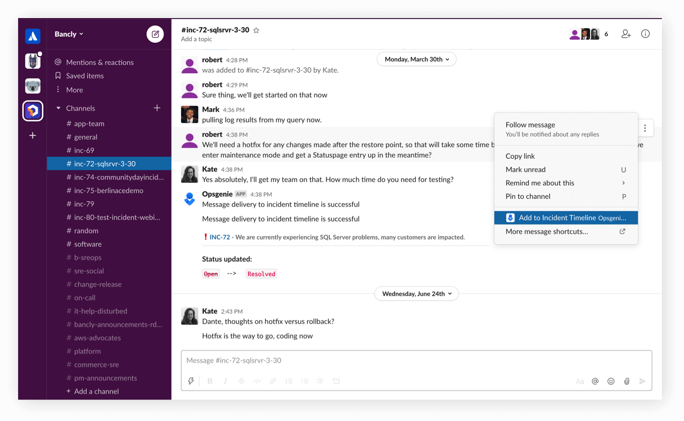 Updates in Slack