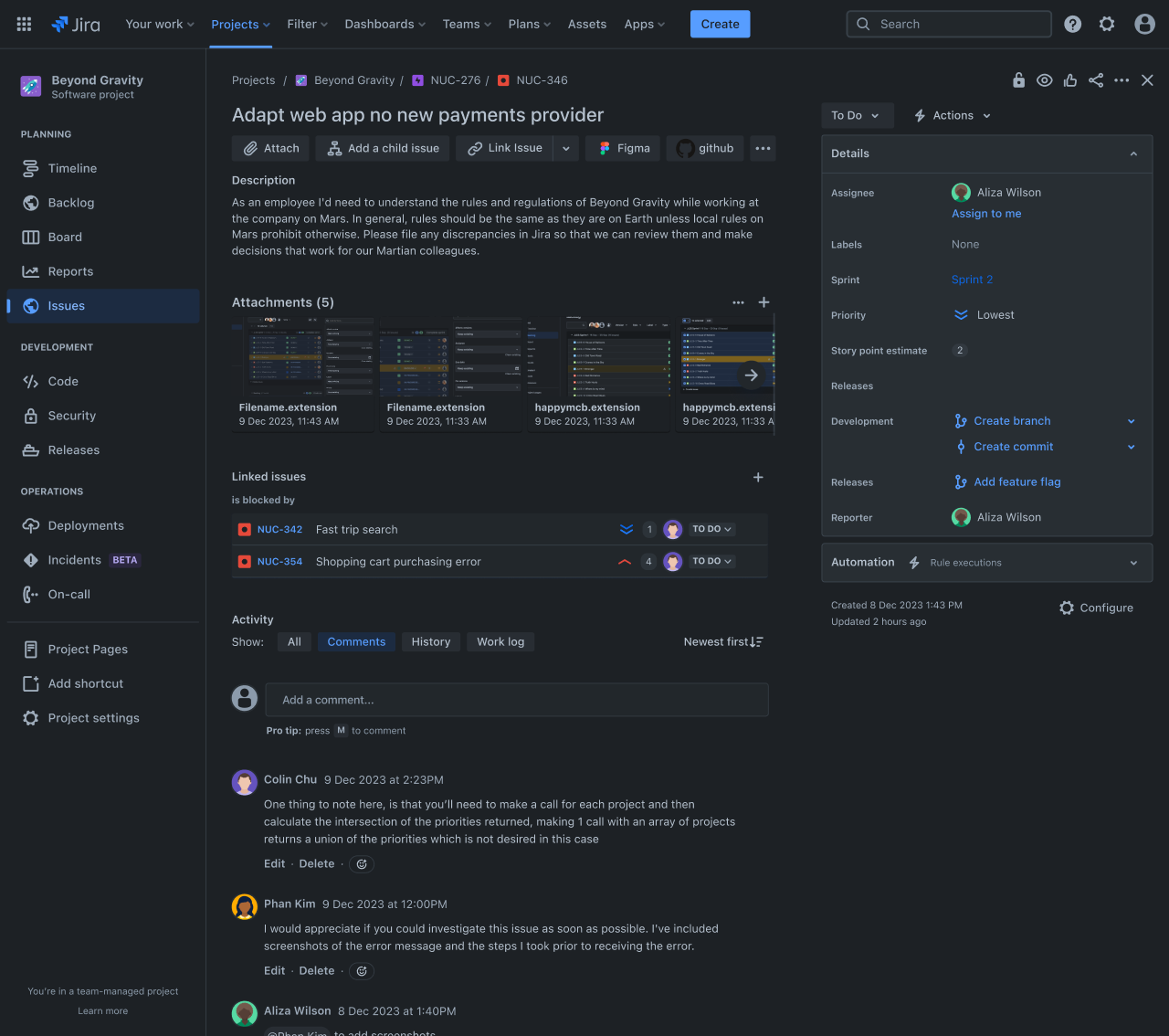 Screenshot: Issue Tracker