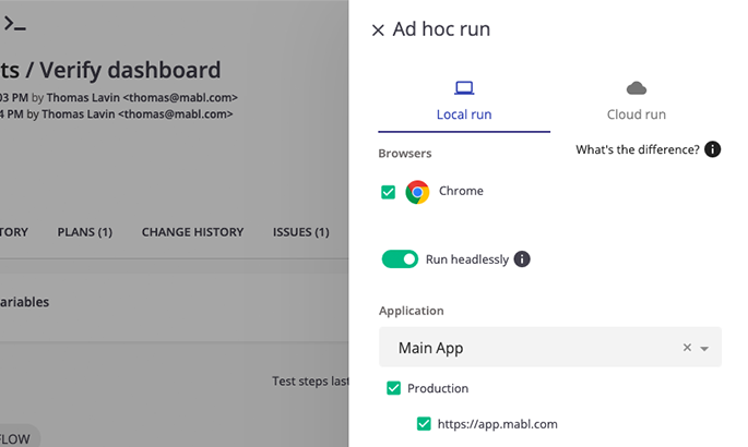 Use mabl CLI to run existing tests in your local environment