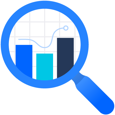 Magnifying glass with chart