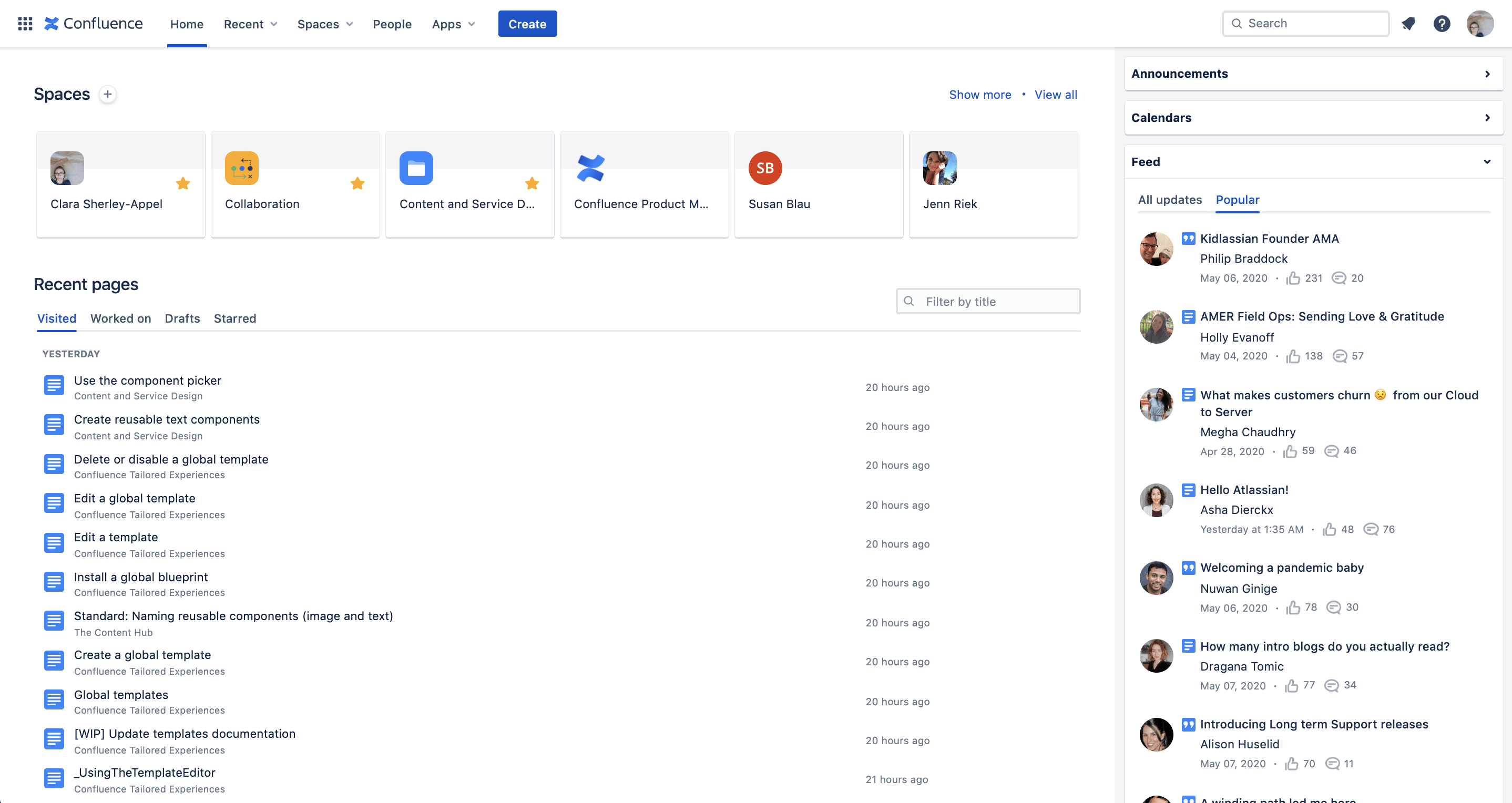 Screenshot of Home dashboard