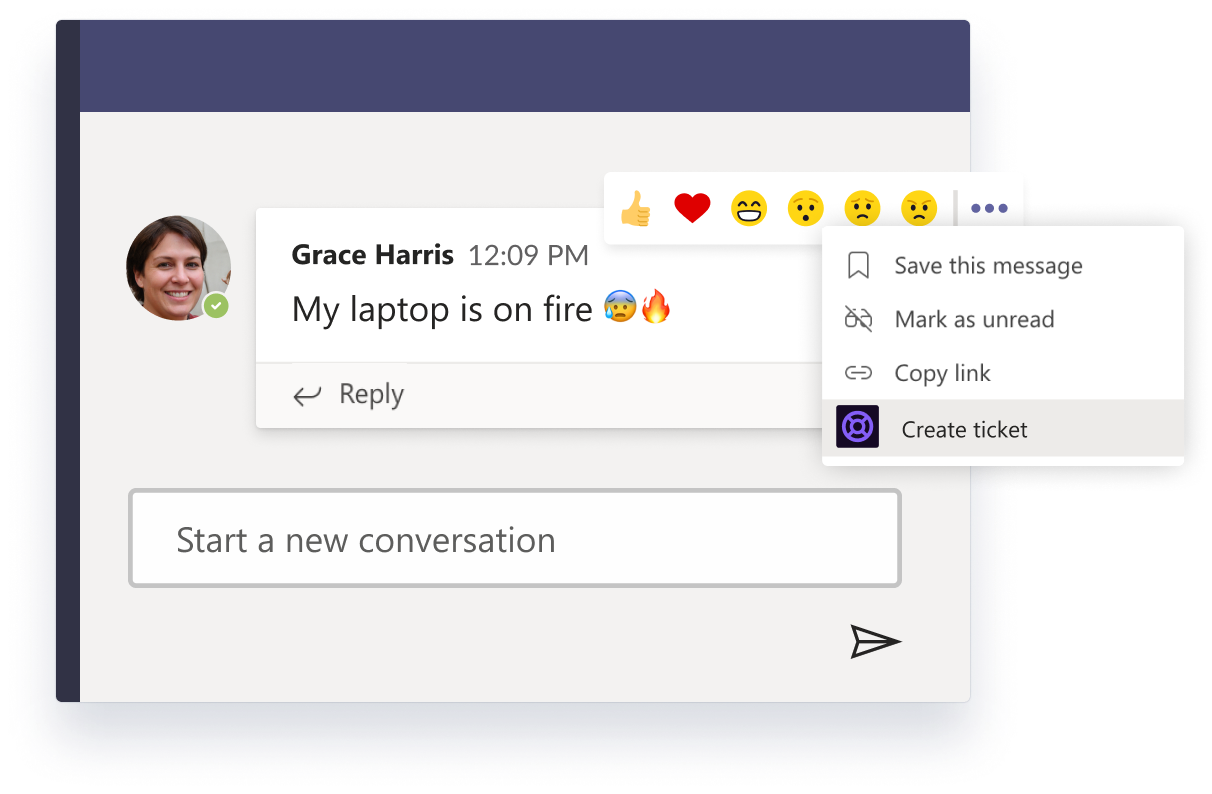 Ticket creation screenshot