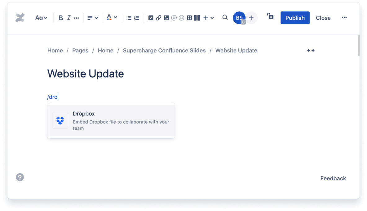 Using slash commands screenshot