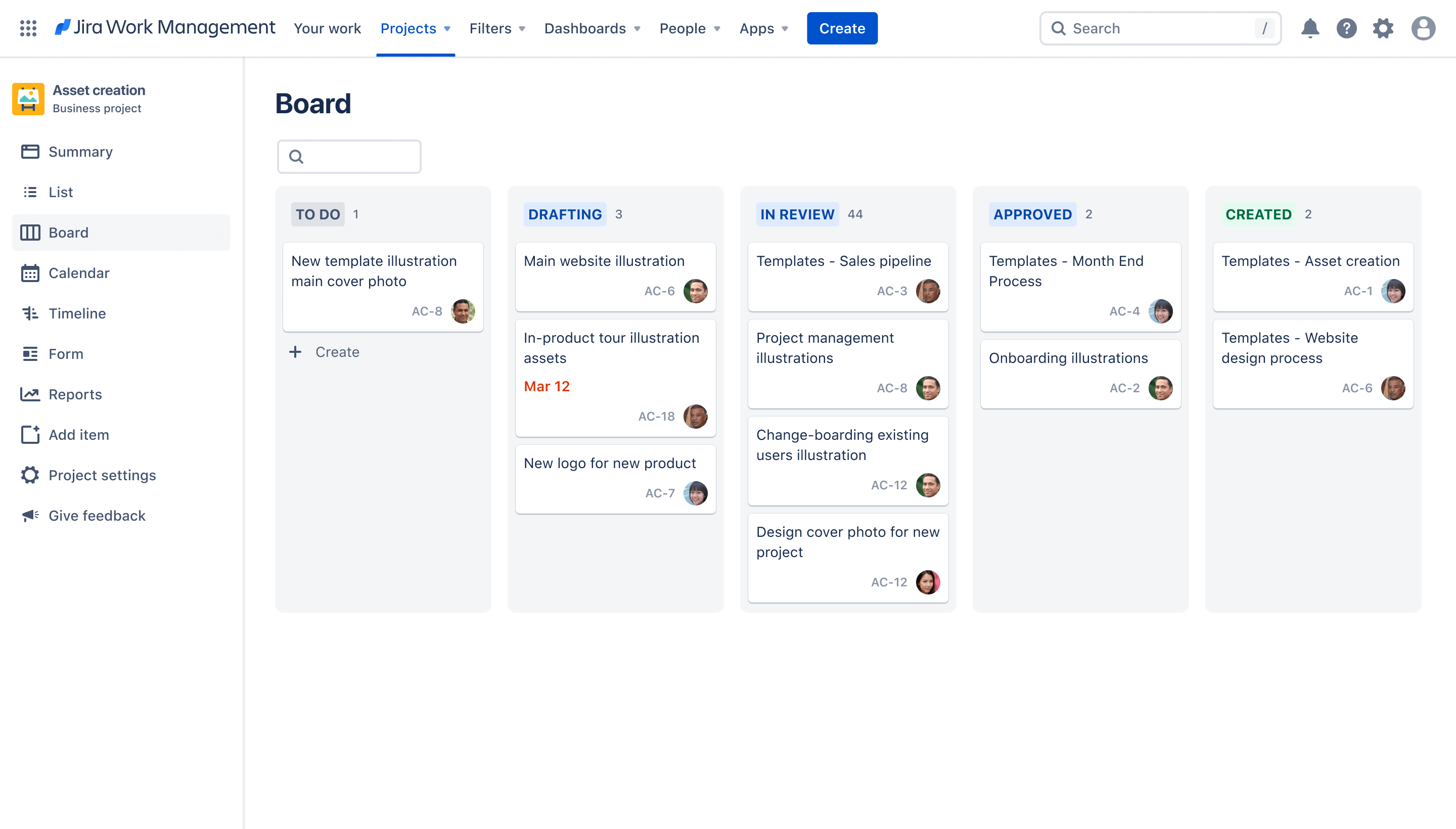 Jira templates screenshot