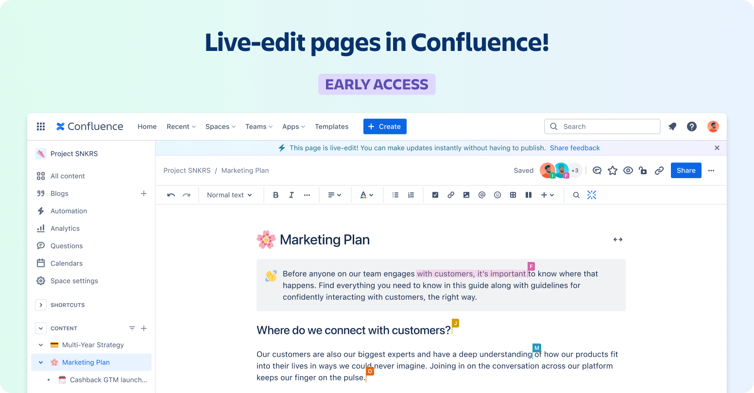 Modification en direct dans Confluence