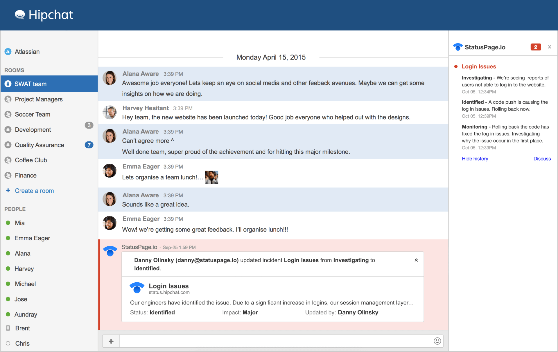 Captura de pantalla de Hipchat