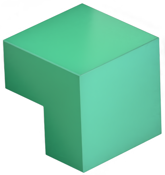 Zwevende kubus waaruit een deel is verwijderd