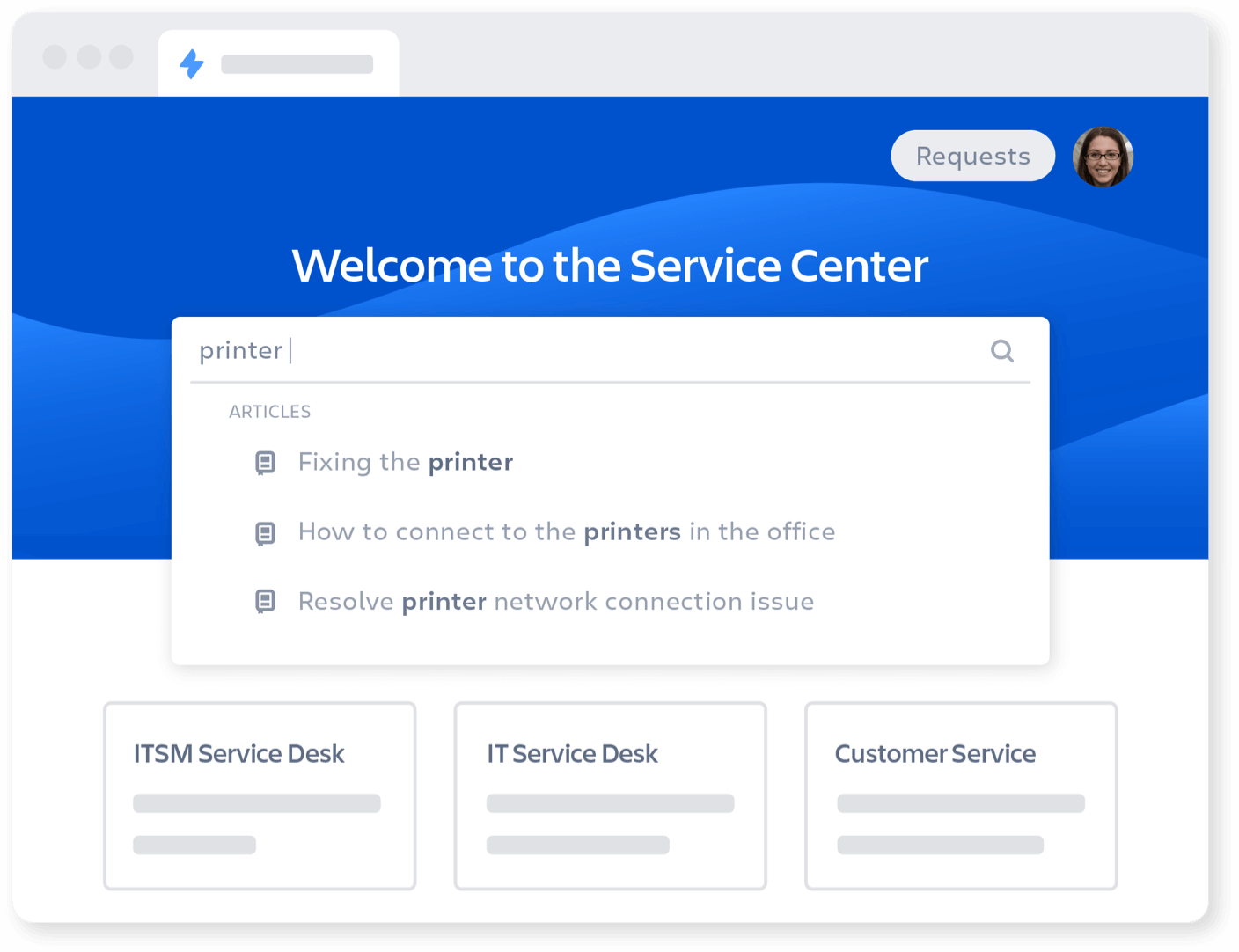 Service center homepage