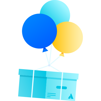 Balloons carrying crate