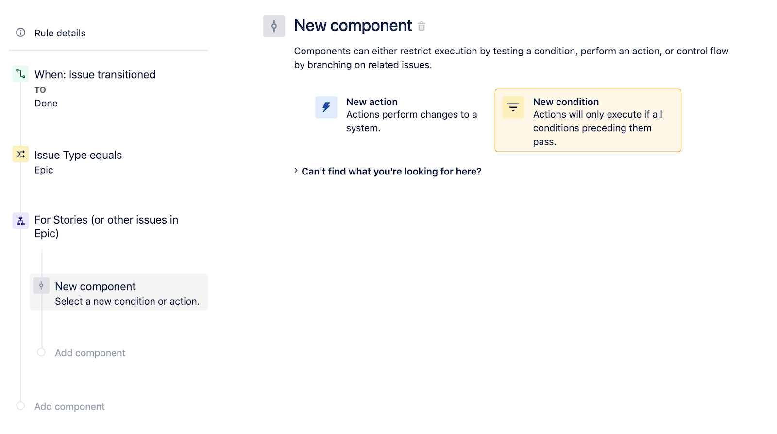 Selecting a new component in Jira Software