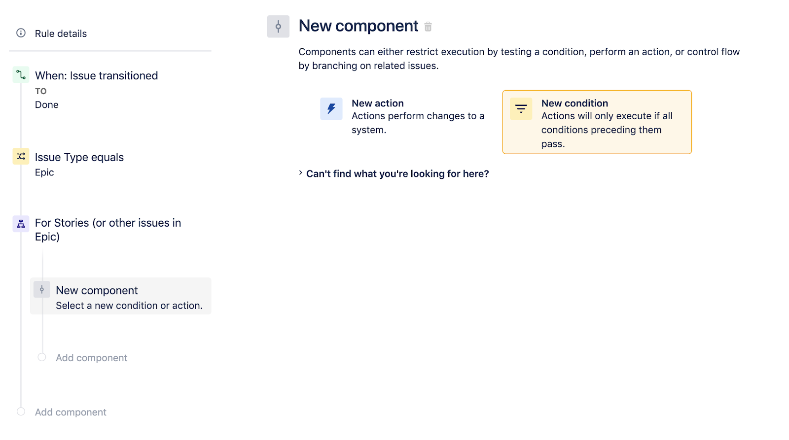 Een nieuw component selecteren in Jira Software