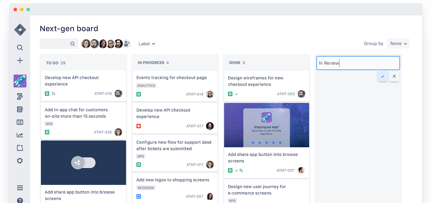 Screenshot of a Jira board