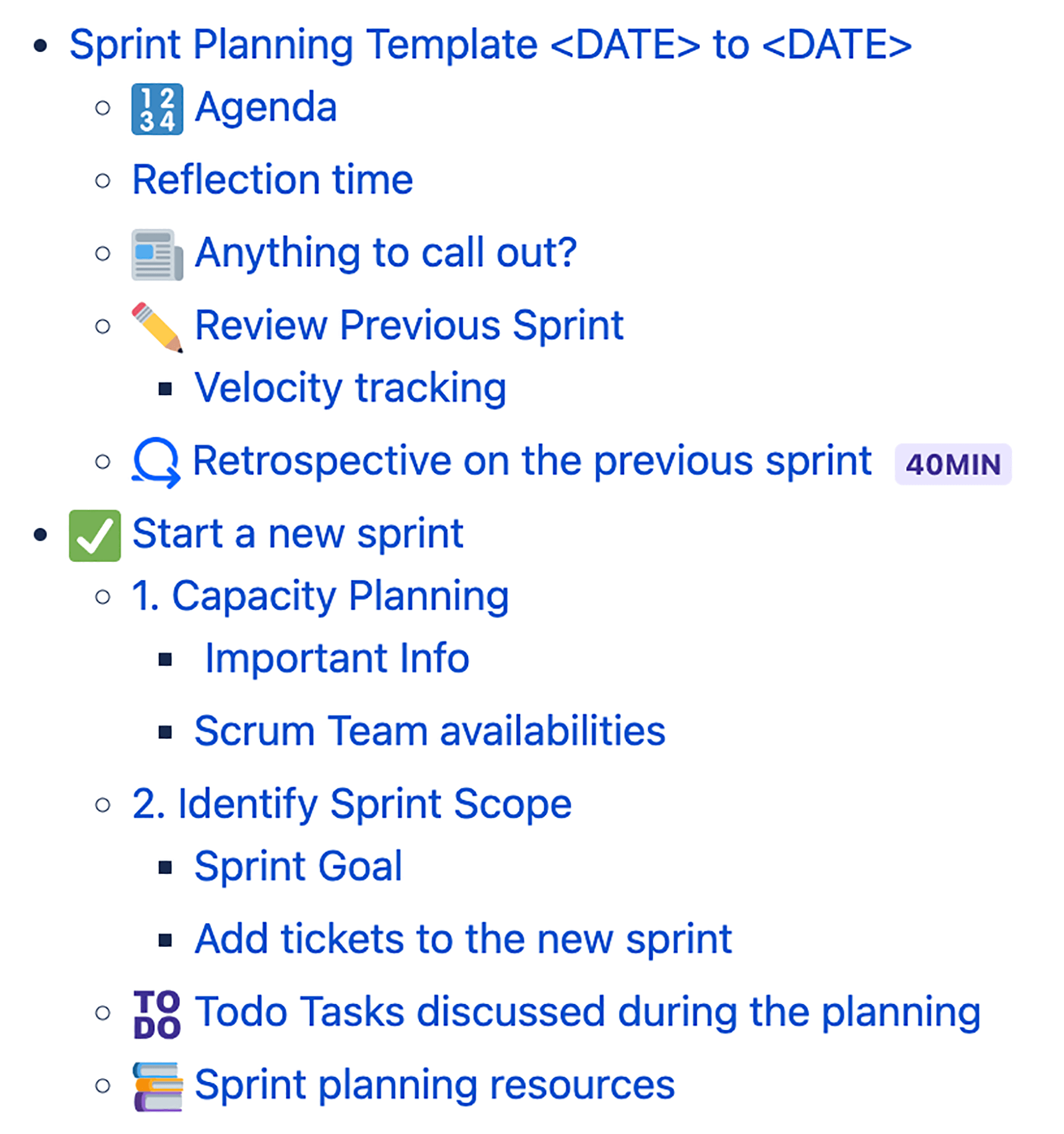 Sprint planning template image