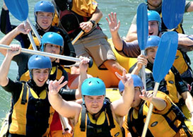 Gradlassians white-water raft together