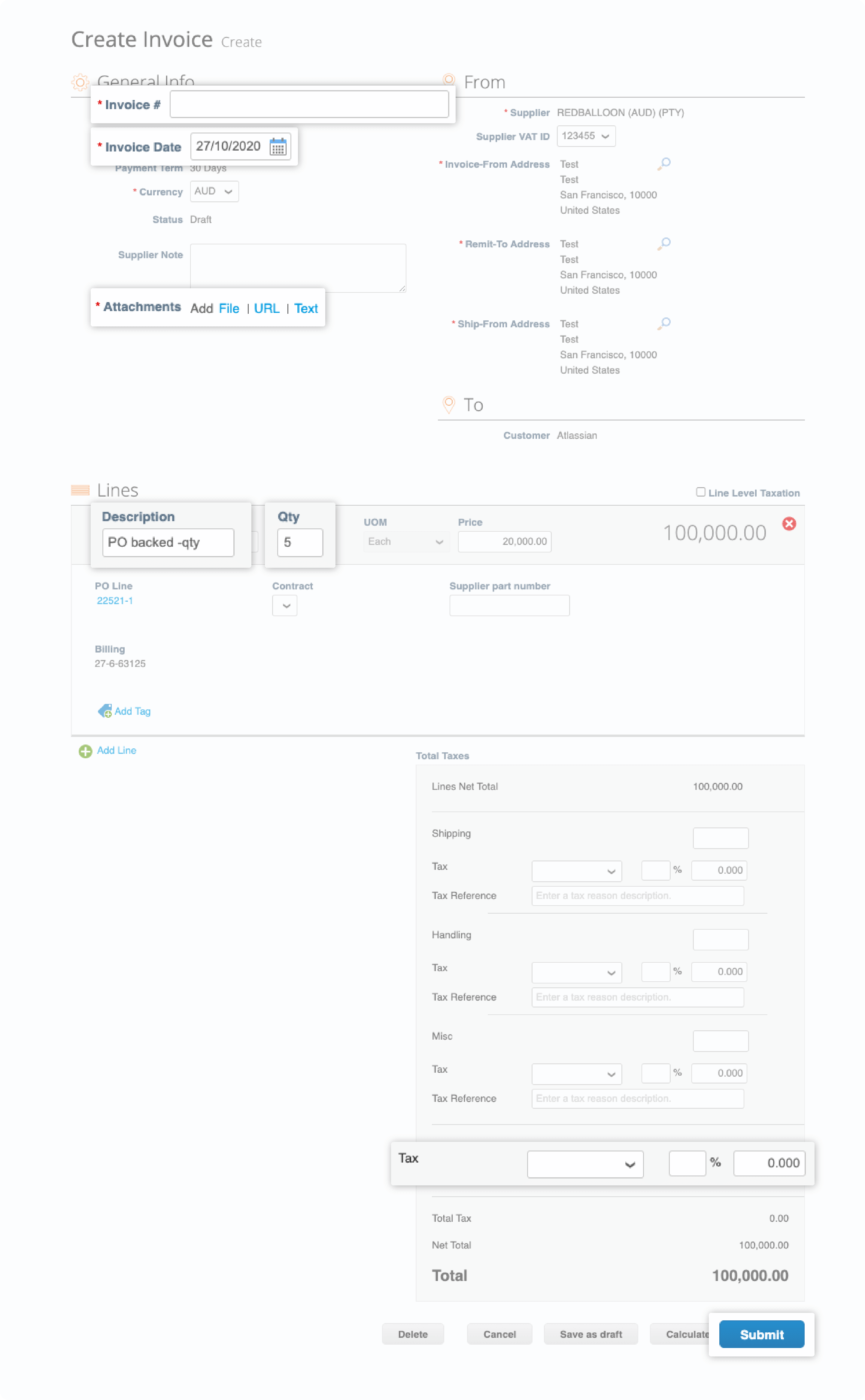 Atlassian Suppliers - Submit an invoice with a PO