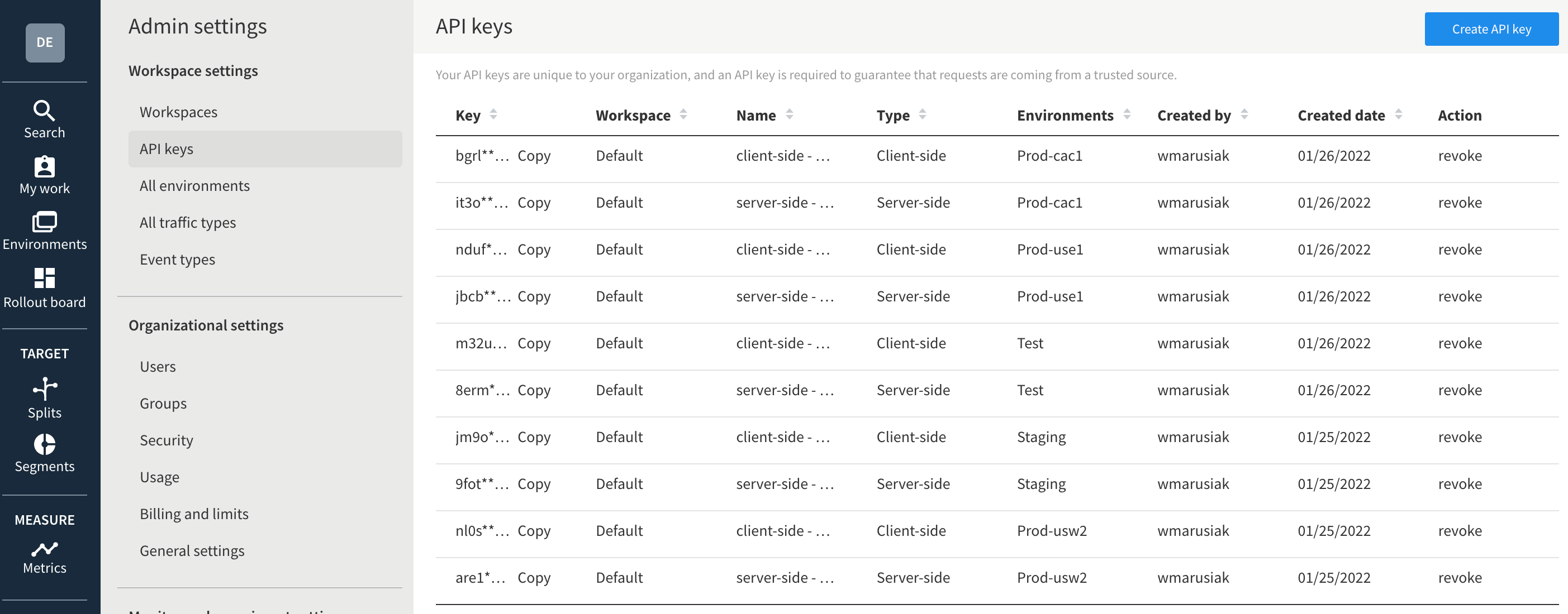 Admin settings