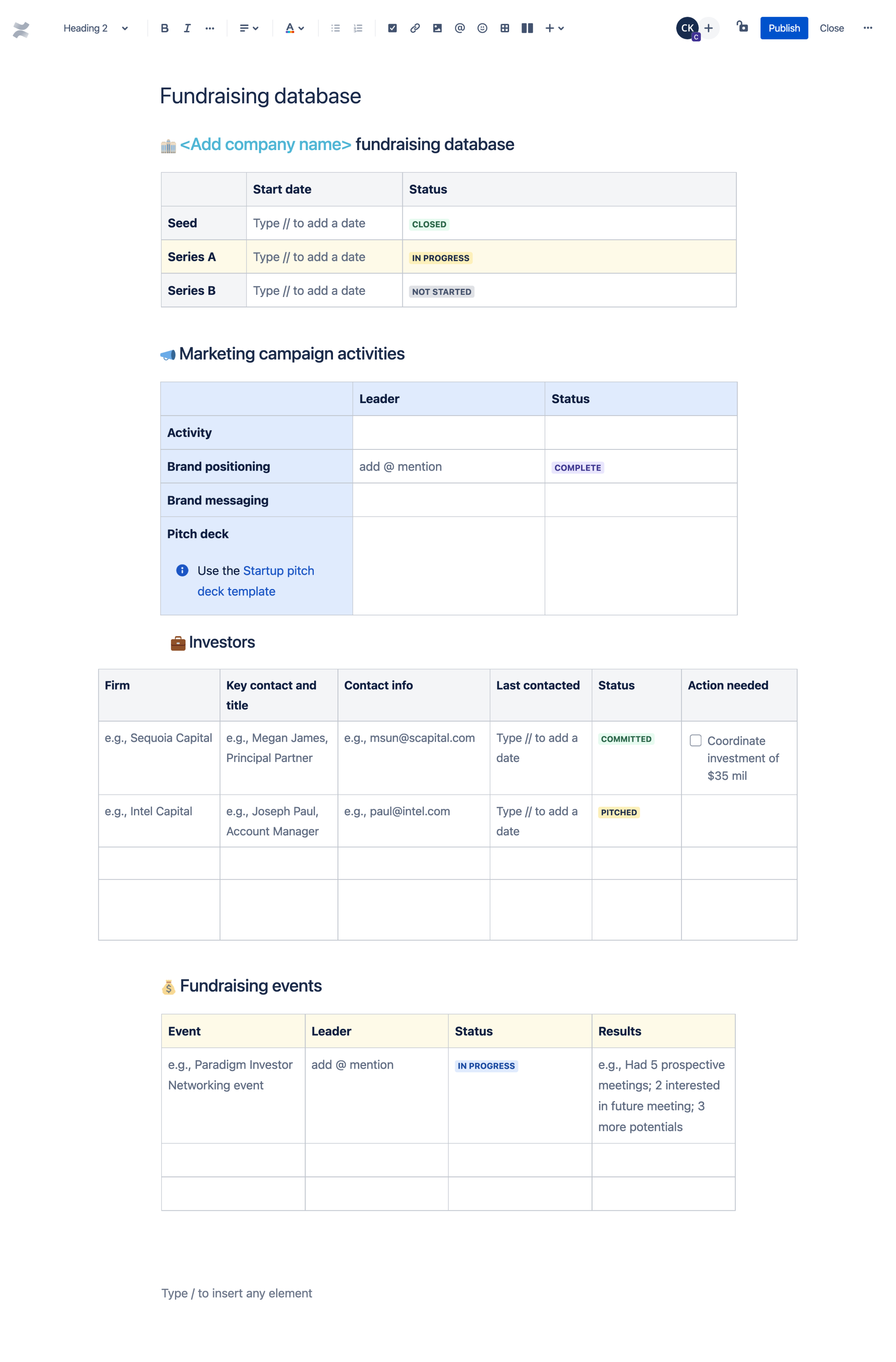 Fundraising database template Atlassian