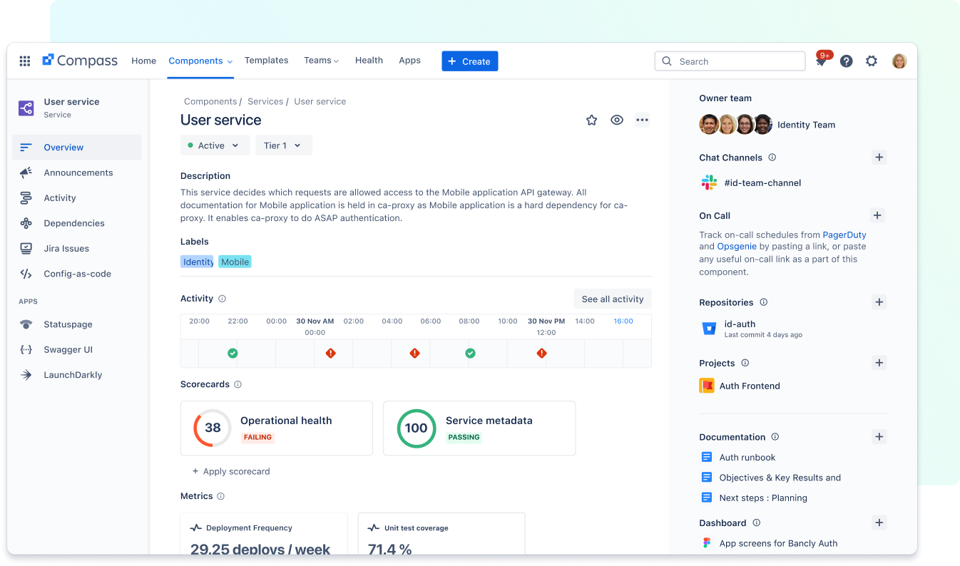 Checkops Compass - 기능 | Atlassian