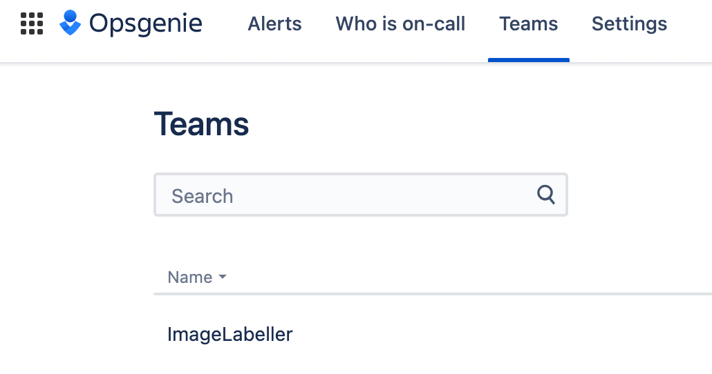 Screenshot Opsgenie-teams zoeken