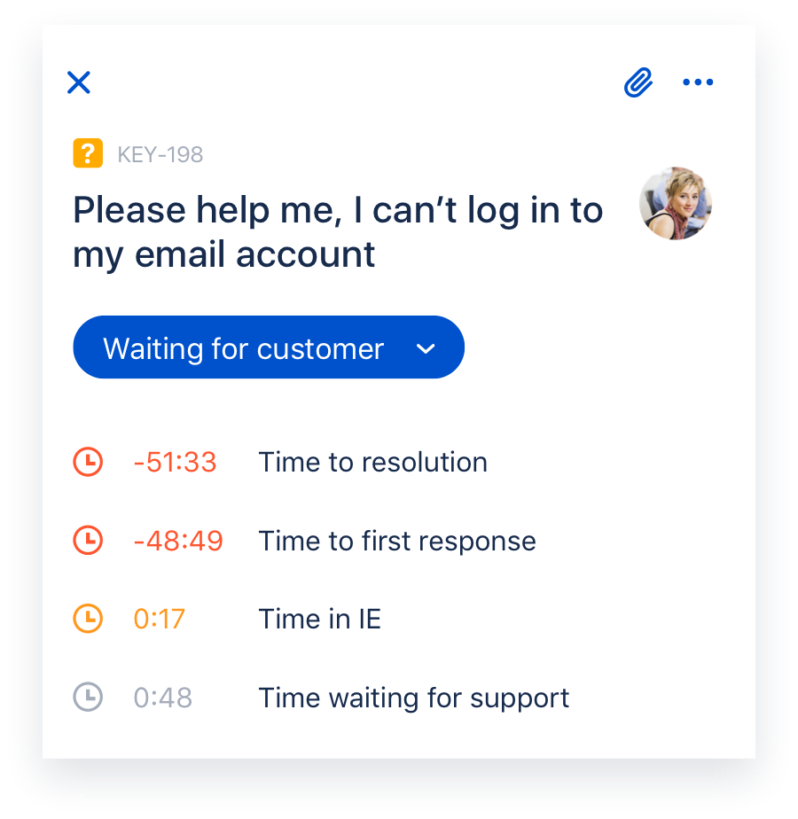 Istantanea di Jira Cloud Mobile con il dettaglio di un ticket di Jira Service Desk