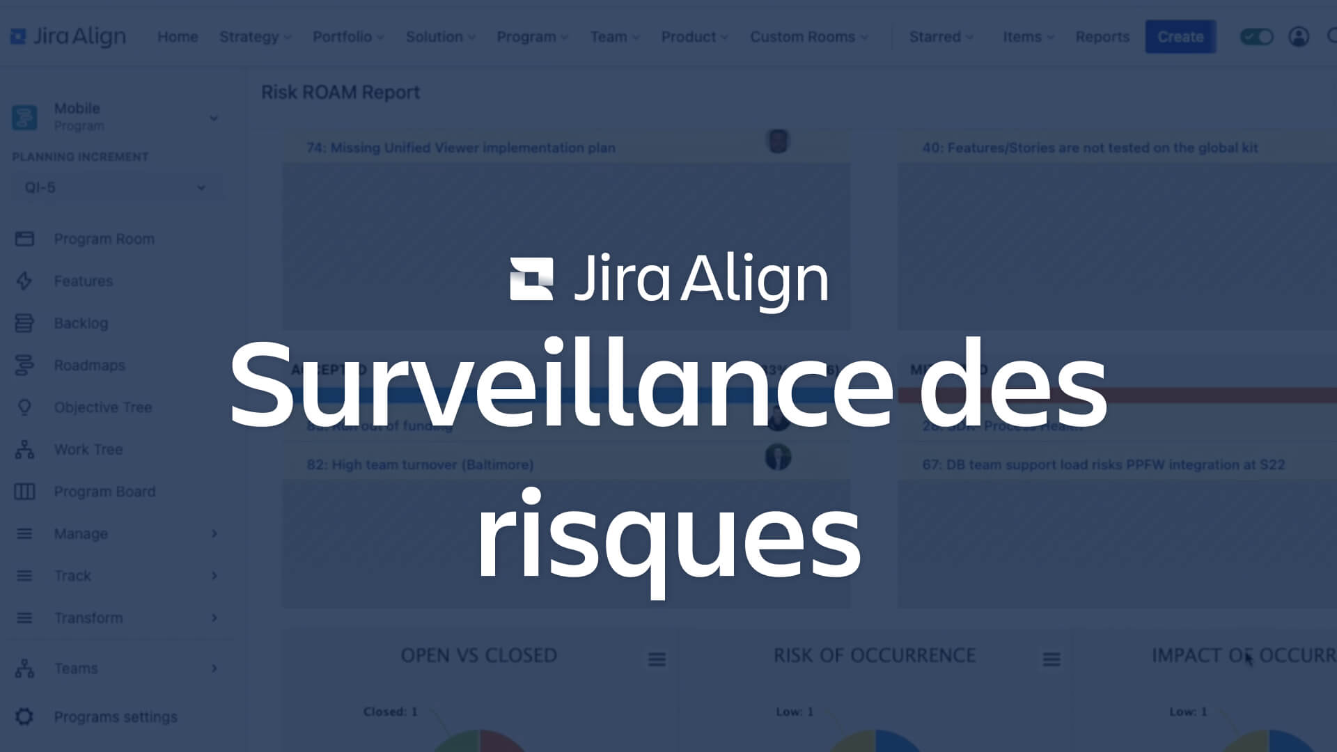 Image de la surveillance des risques avec Jira Align