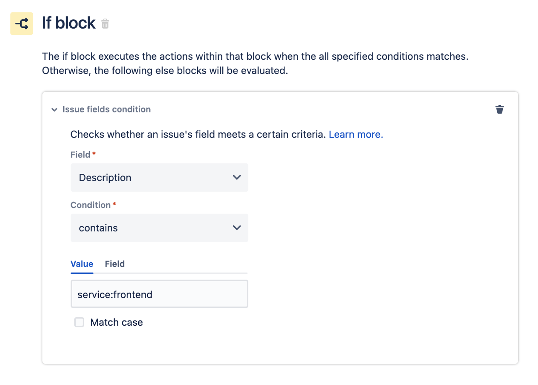 Okno funkcji „if block”