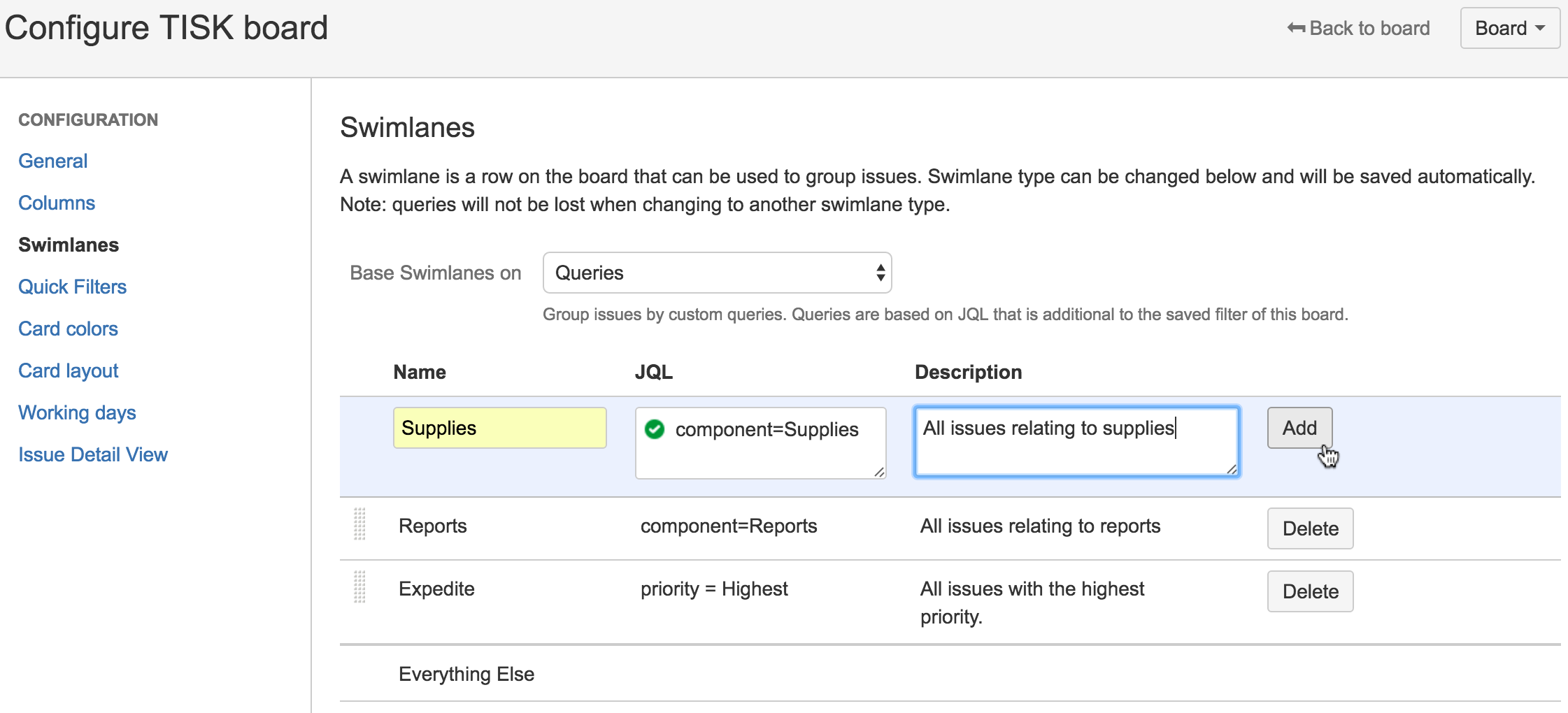 Configuración de carriles | Orientador ágil de Atlassian