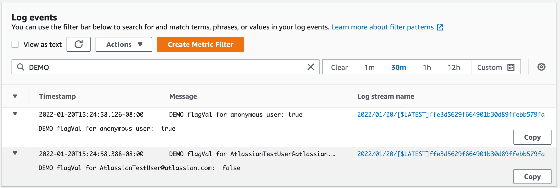 Zrzut ekranu zdarzeń w dzienniku