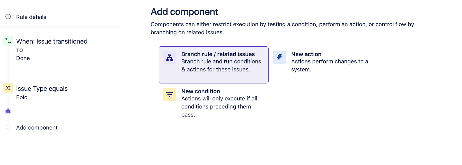 Añadir componente Branch rule (Regla de rama)