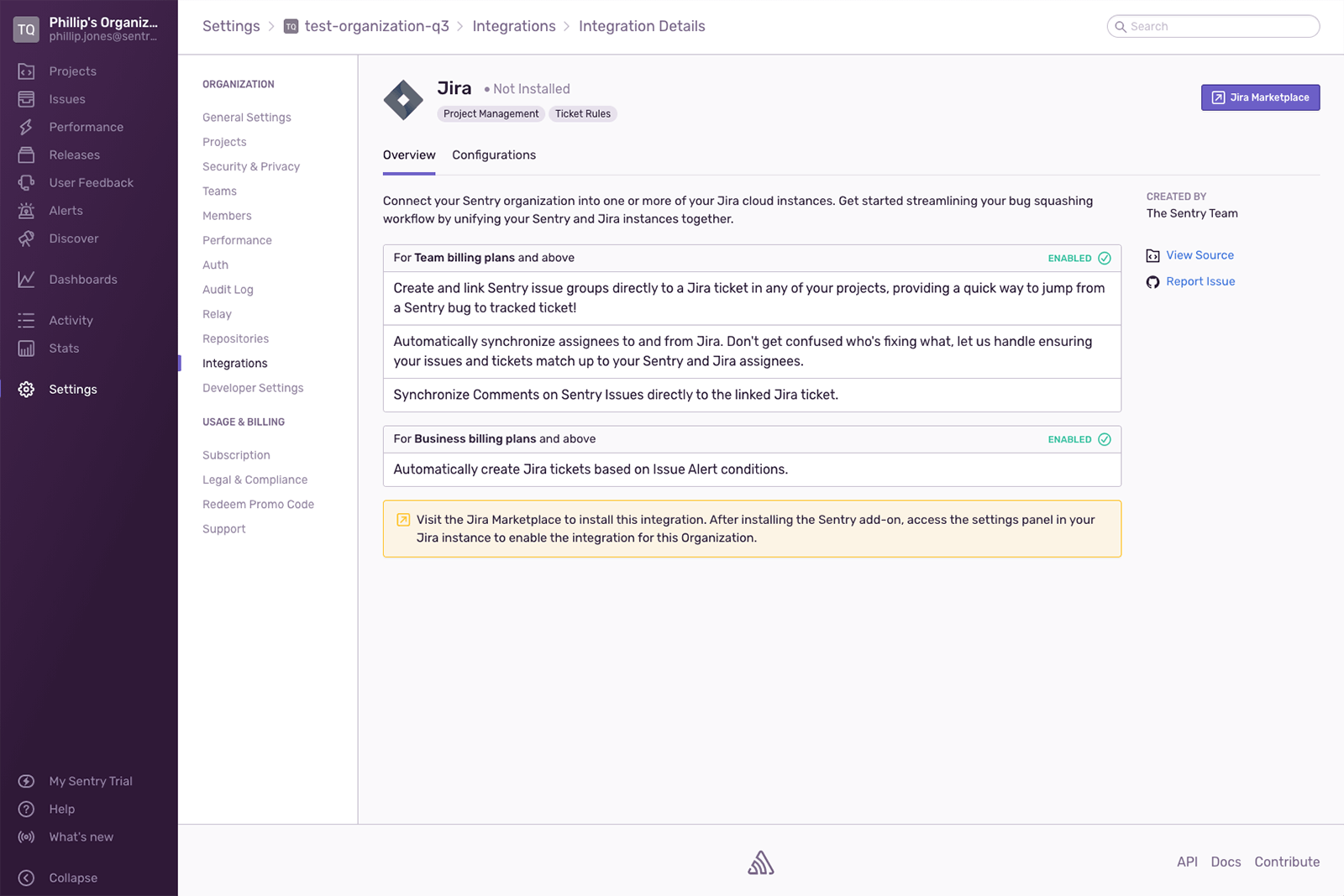 Jira 集成详细信息
